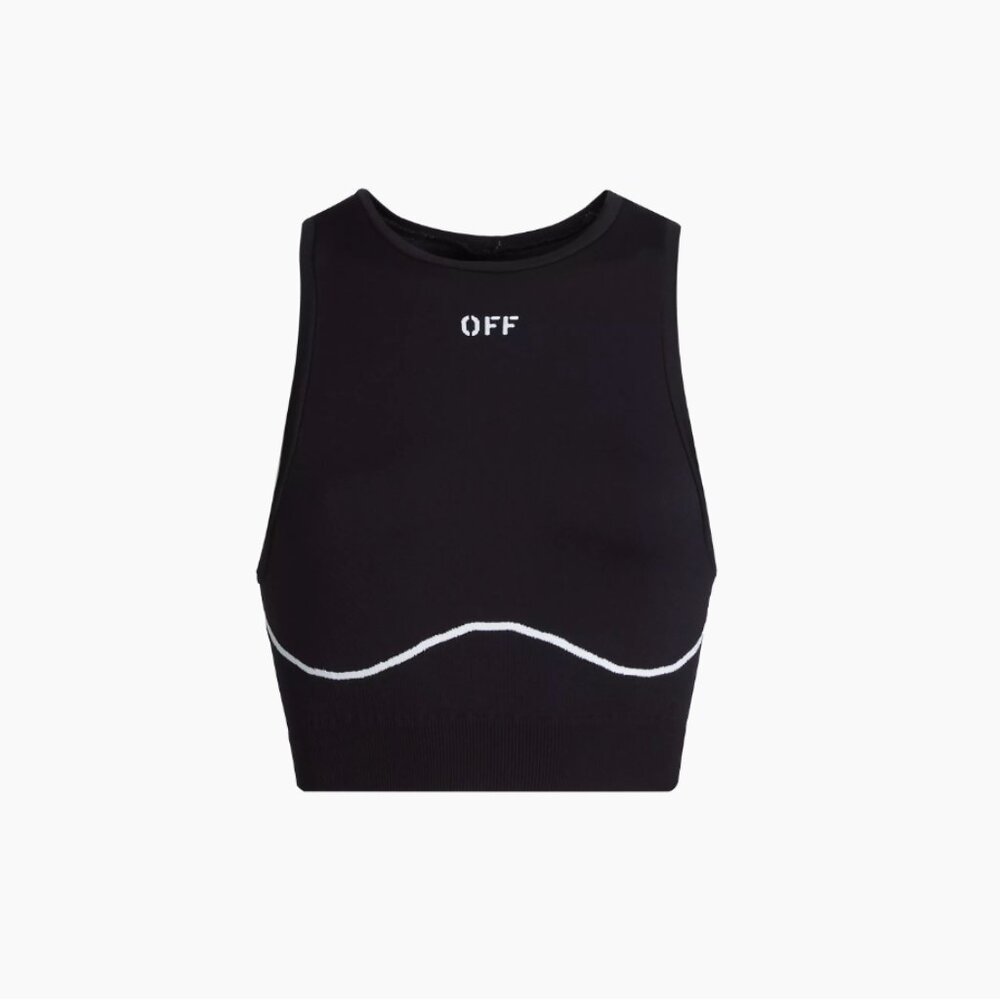 Black and White Athletic Logo Seamless Bra Size S-M